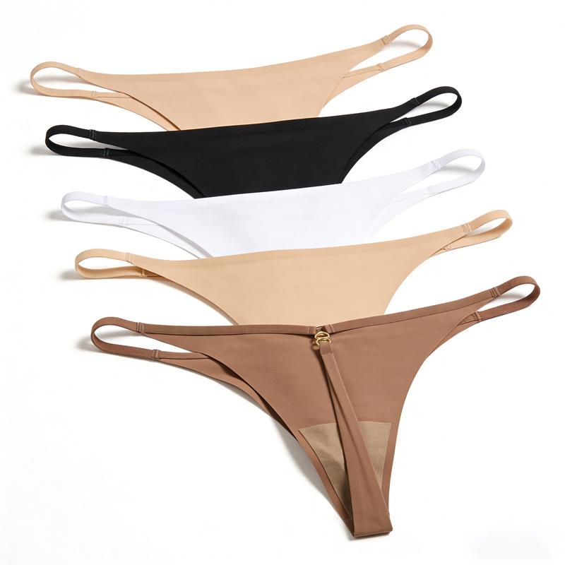 Sexy Ice Silk Low-Waist Seamless Thong - Women's Plus Size Sports Fitness Underwear