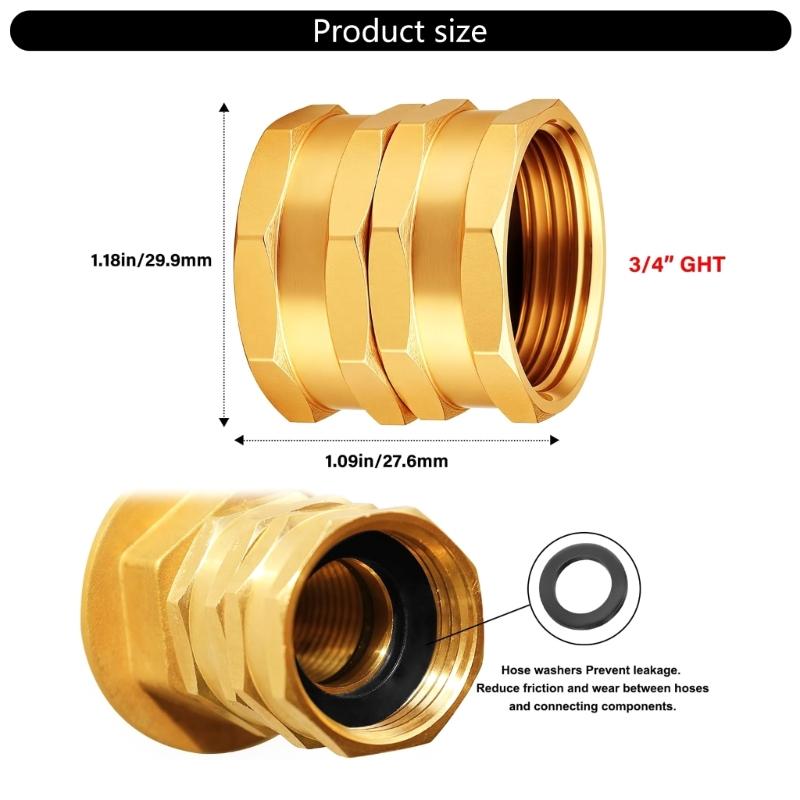 2Pcs 3/4inch Brass Hexagonal Head Adapter Male/Female Thread Garden Watering Fitting Pipe Extender Coupler Enduring