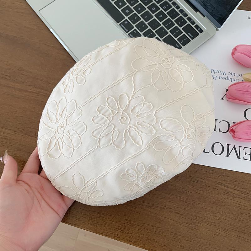 

Стильный корейский винтажный берет с цветочной вышивкой для лета, дизайн унисекс