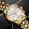 Analog Watch Men Luxury Golden Quartz Wristwatch Stainless Steel Waterproof Watches Luminous Relogio Masculino