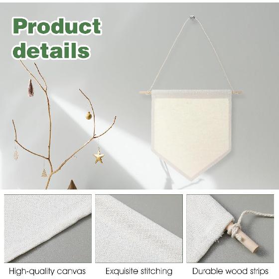 12 PCS Canvas Banners Wall Hanging Brooch Jewelry Storage Case Stand Enamel Pin Display, Sublimation Blank Banner,Holder Earrings Necklace Pin