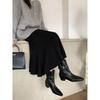 British style square head short boots new pedal thick heel belt buckle thin boots