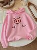 Neuer Herbst-/Winter-Kapuzenpullover für Kinder mit Cartoon-Schweinemuster und langen Ärmeln, weich und bequem für den täglichen Gebrauch.
