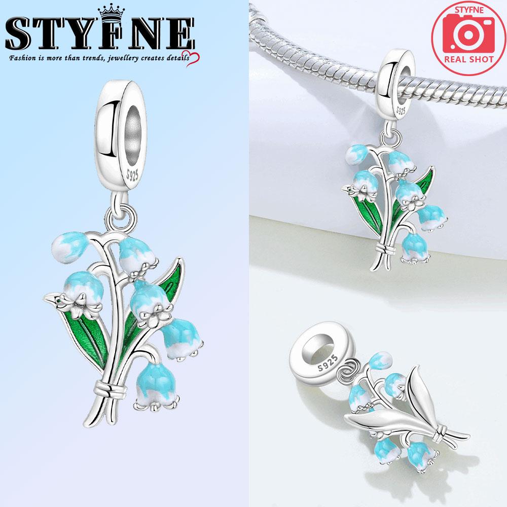 Copper Purple Iris Lotus Lily Of The Valley Charms Beads Pendant For Original Bracelet Woman Girl Jewelry