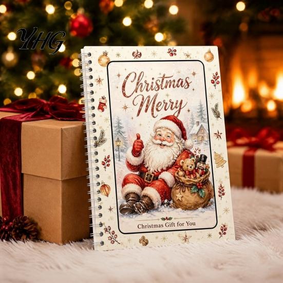 Interactive Holiday Surprise Card DIY Spiral Bound Christmas Gift Book, 5x7 Booklet, Handmade Souvenir Book 10 Pages Merry Cards, Gifts for