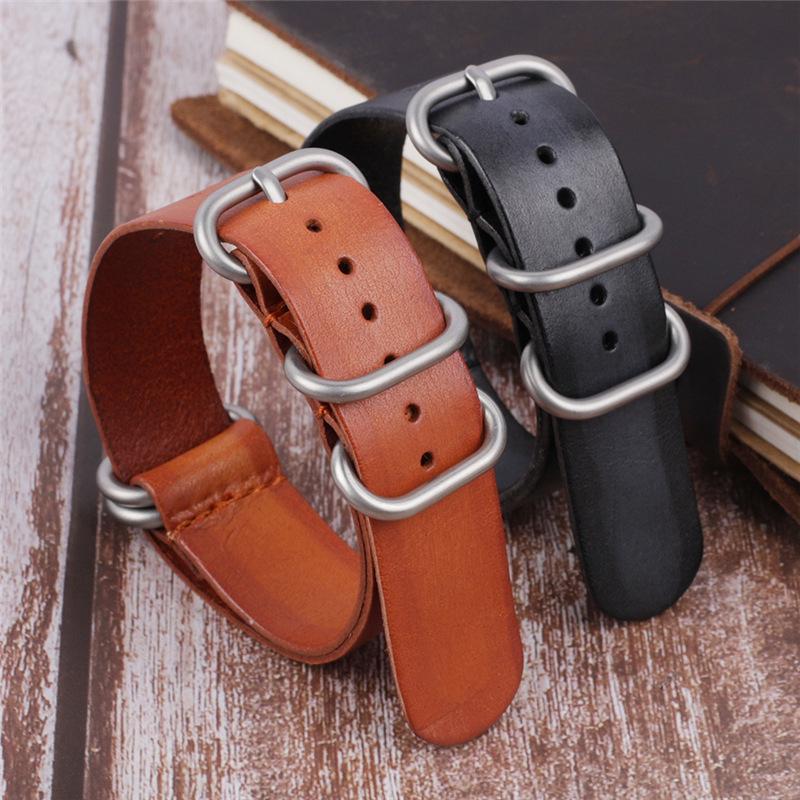 

Handmade Retro Wiped Color Genuine Leather Watch Strap, 20/22mm 22mm чорний