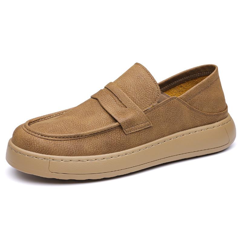 Spring Autumn New Designer Loafers for Men Solid Color Low Top Retro Fashion Casual Shoes Man Soft Cow Leather Shoes Male