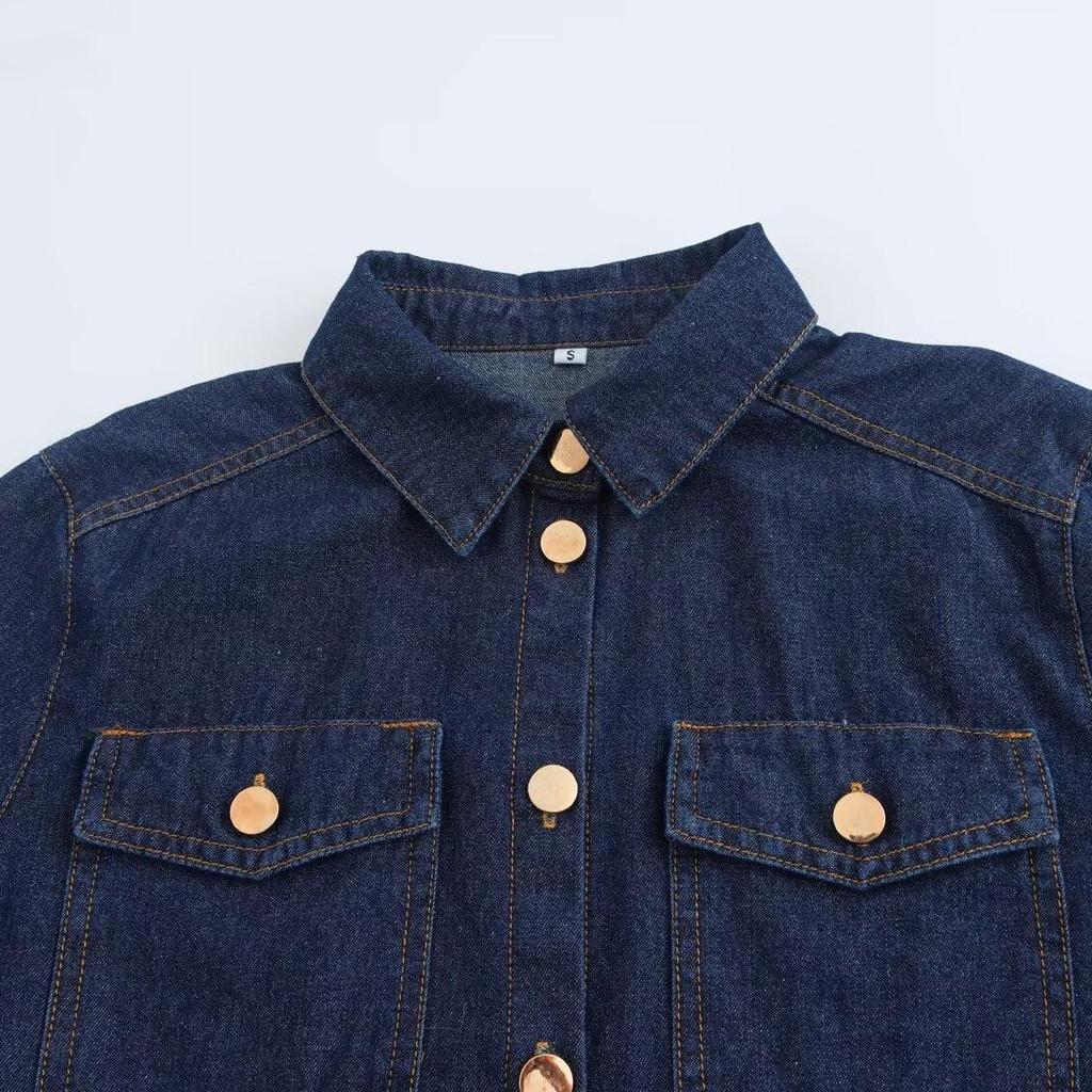 2024 Herbst/Winter Damen Vielseitiges Weiches Langarm-Revers-Denimhemd - Europäischer & Amerikanischer Stil