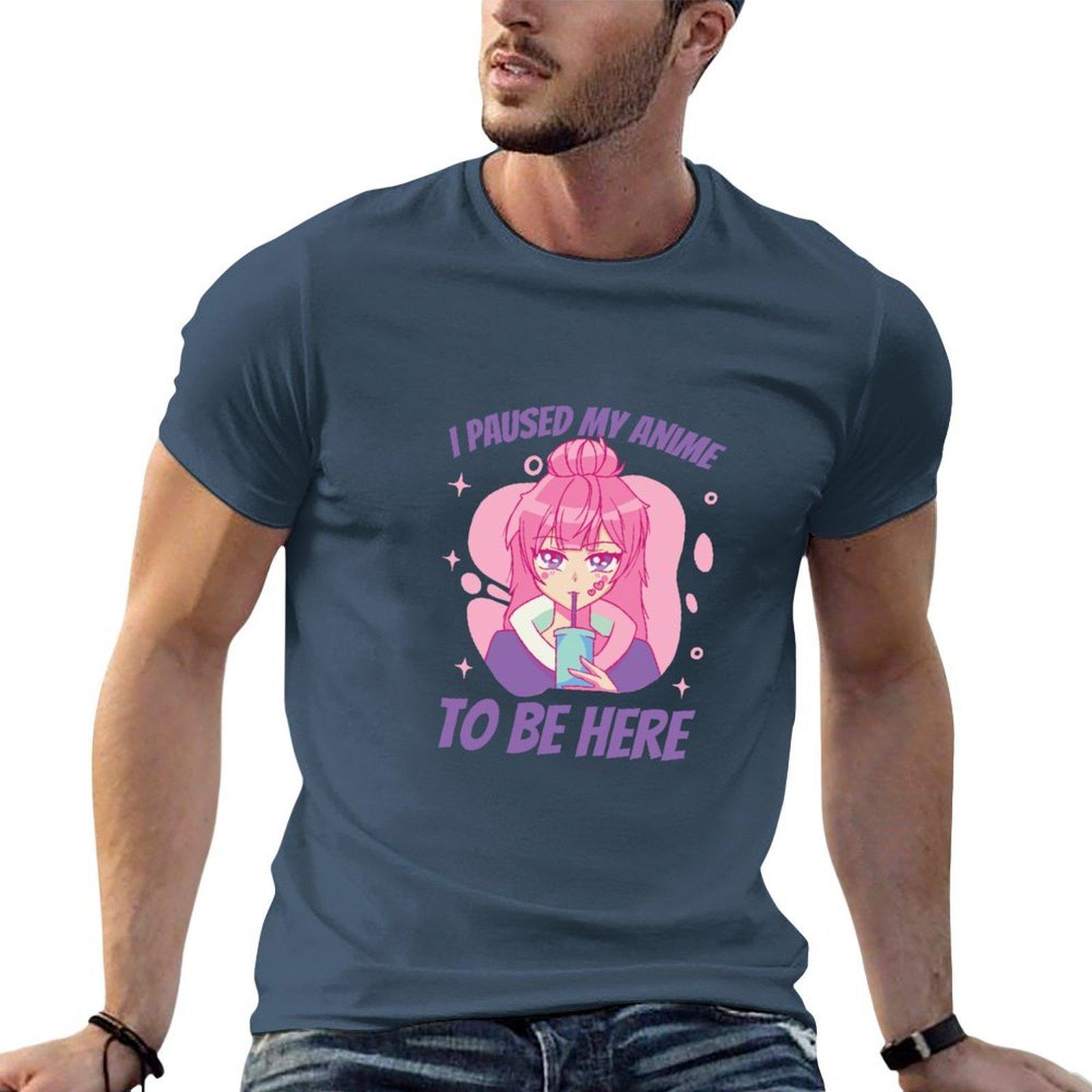 Lovely Pink Anime Girl I Paused My Anime To Be Here Tshirt T Shirt Unisex Plain T Shirt Unisex Cotton Tshirt S