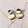 Earrings Are Fashionable And Personalized. Asymmetric Size Round Metal Matt Brushed Gold Geometric Earrings