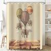 Vintage Elephant Hot Air Balloon Shower Curtain Rustic Farmhouse Bathroom Decor Set Waterproof Scenic Wall Hanging Artistic Home