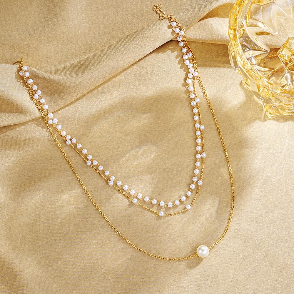 Collana a Catena a 3 Strati per Donna Catena da Collo Catena Clavicola Catena con Pendente Ornamento per Indossare Quotidiano da Adulto