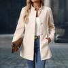 Damen Wollmischung Caban Einfachreiher Kurzer Trenchcoat Stehkragen Blazer Jacke Herbst Winter Schicke Oberbekleidung
