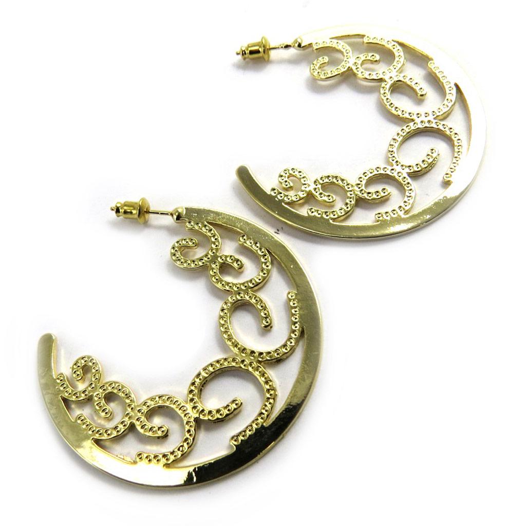 Les Trésors De Lily [M2574] - Gold 'Scarlett' Hoop Earrings Ø 45 Mm