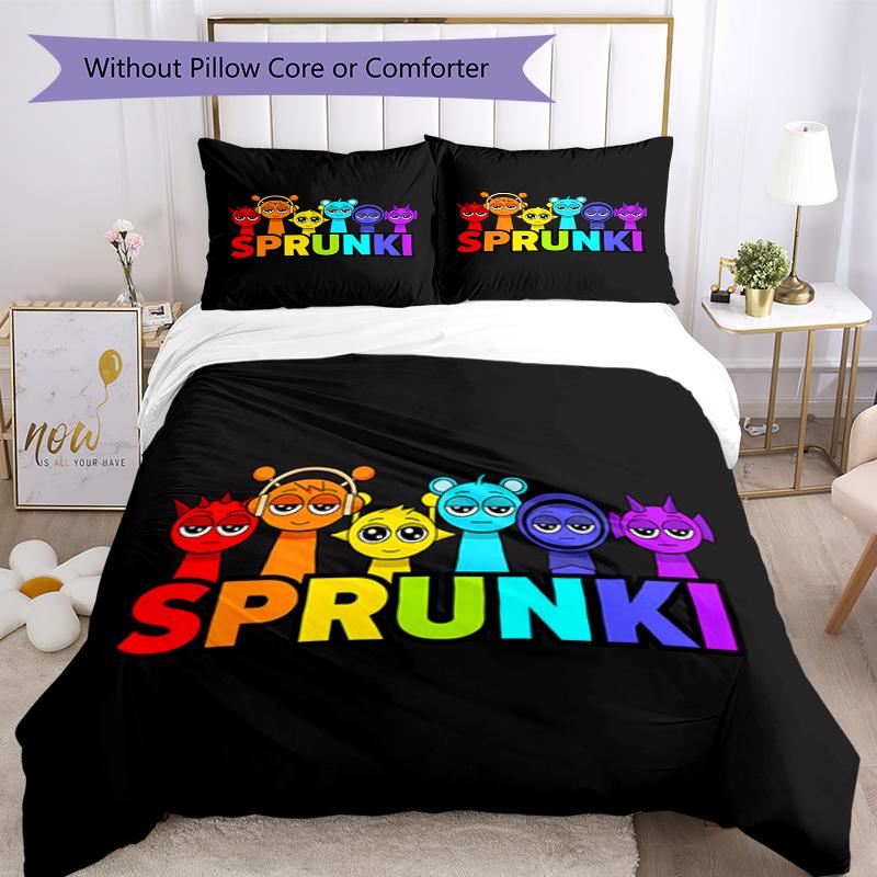 3pcs Sprunki Bedding Set Duvet Cover Closure Includes 1 Duvet Cover & 2 Pillowcases, Soft and Comfortable for All Seasons.