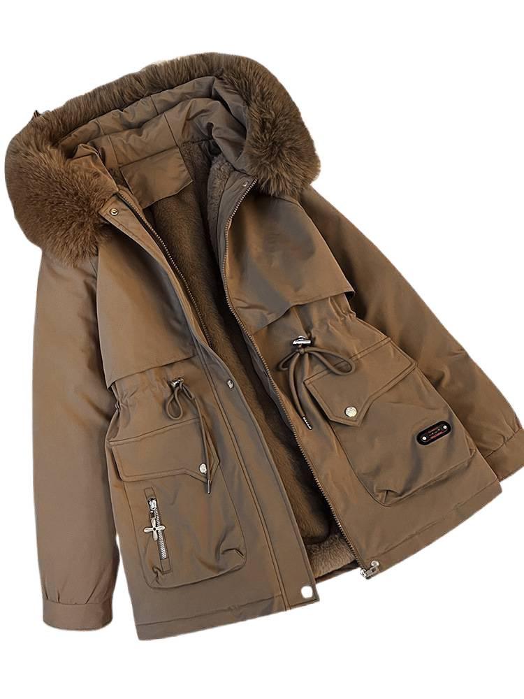 Women's Winter Parka: New Year Cotton Jacket with Large Fur Collar, Loose Fit, Thickened, Korean Style