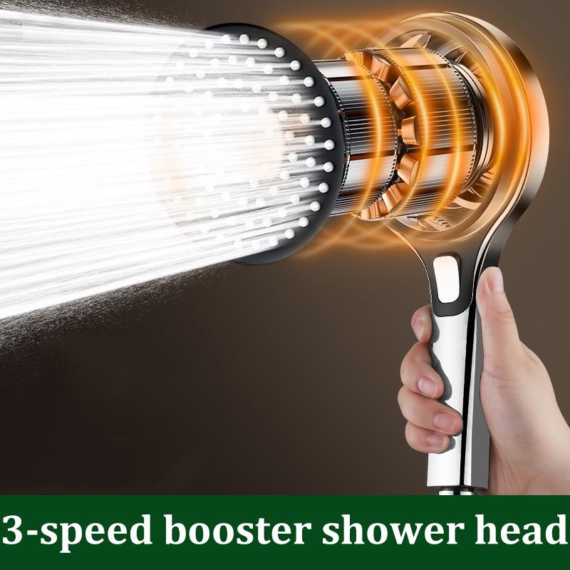 3-speed round star booster shower head large panel handheld shower head home bath bathroom shower head