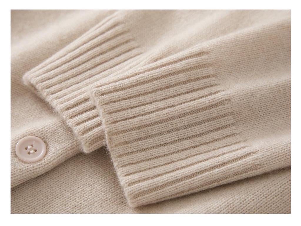 Women's Romantic Cashmere Cardigan - Round Neck, Fair Isle Pattern, Color Block, Autumn/Winter Knitted Sweater Coat