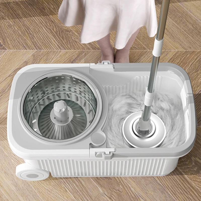 Universal Rotary Mop Rod Hand Free Automatic Dehydration Spin Mop for Lazy Mopping Household Cleaning Artifact