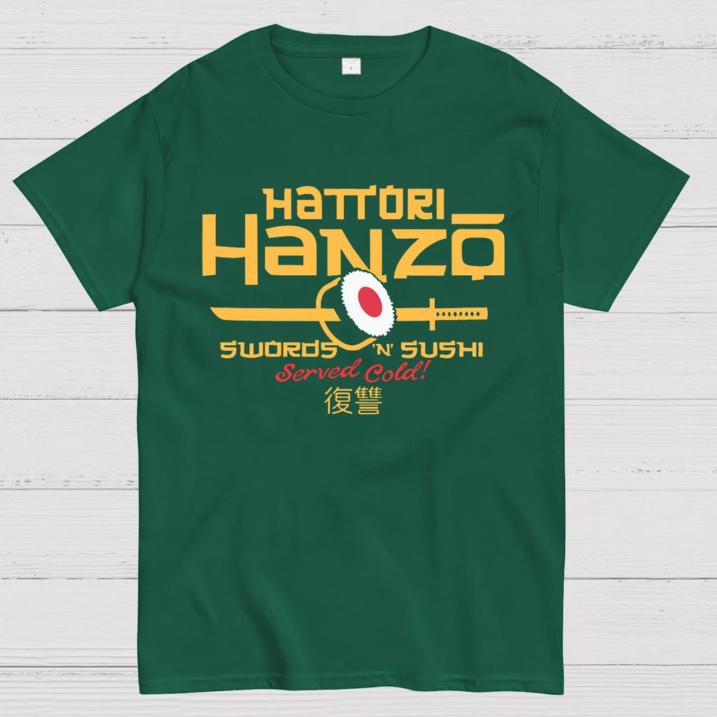 Hattori Hanzo Swords 'n' Sushi Unisex 100% Cotton Summer Casual Cool Loose T-Shirt