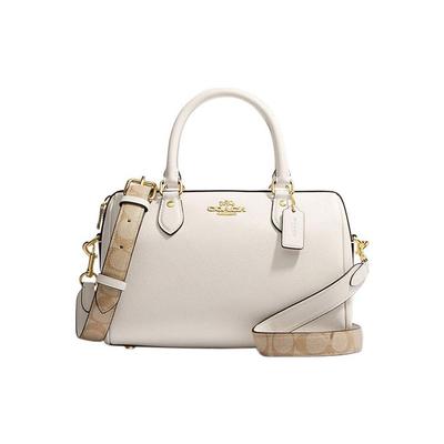 Rowan 25 Reißverschluss Längsstruktur Lederbeschichtetes Canvas Aktentasche Handtasche Schultertasche Crossbody-Tasche Mittelgroß Damen Taschen Weiß CH322-IMCHK