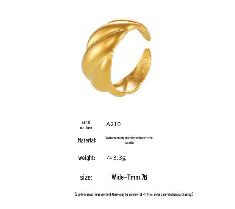 Chic Qiong Yao Stainless Steel Open Ring: Hip Hop Trend, Durable Colorfast Jewelry