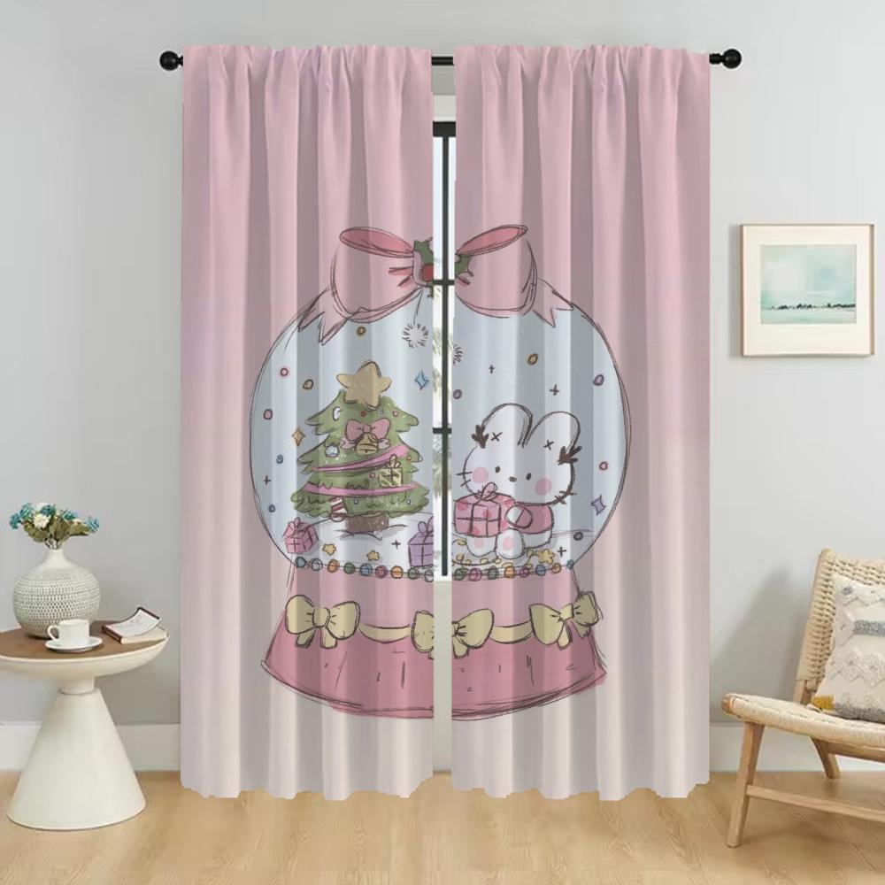Christmas Home Interior Curtains for Camera Shades Halloween Decoration Window Curtain for Room 2 Panel Partition Living Kitchen