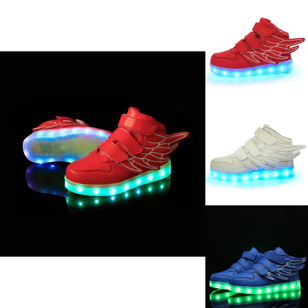 Scarpe da ginnastica per bambini con luci a LED e ali per giocare e ballare in autunno