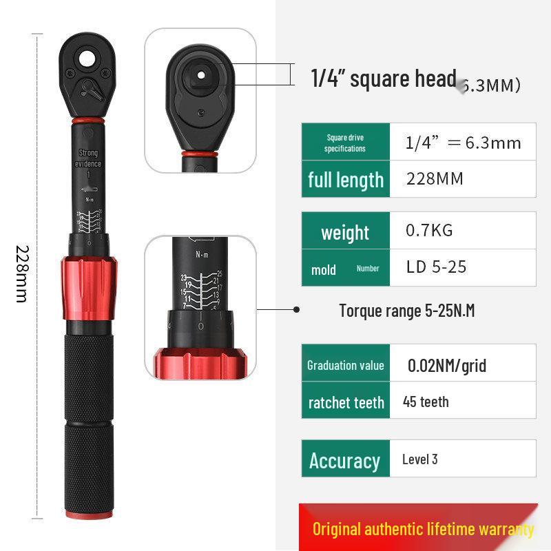 Taiwan Baodelili High Precision Adjustable Torque Wrench for Spark Plugs and Tires
