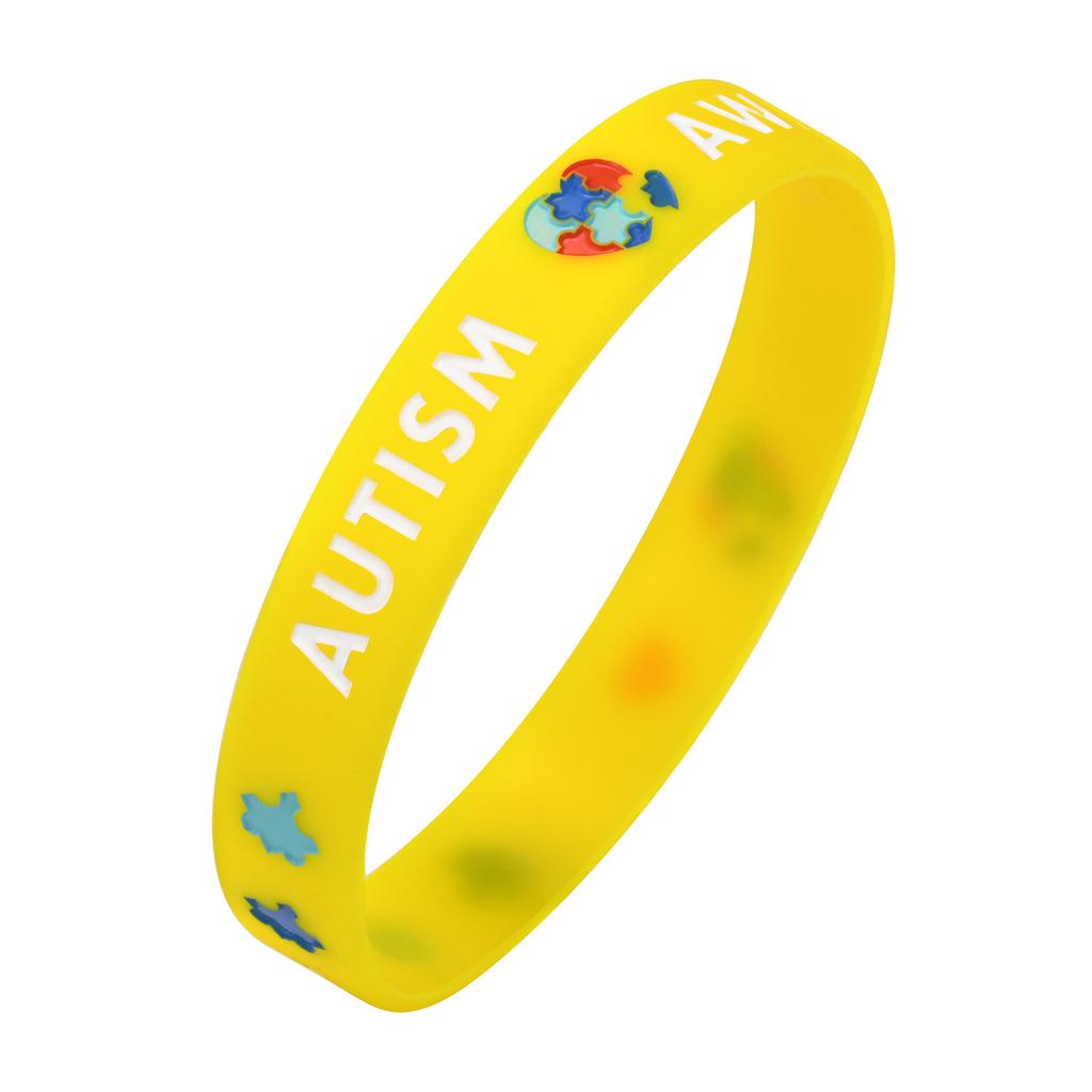 Autism Silicone Bracelets for Men Women, 12mm Soft Rubber Silicone Love Puzzle Autism Awareness Wristband,Sports Bangle