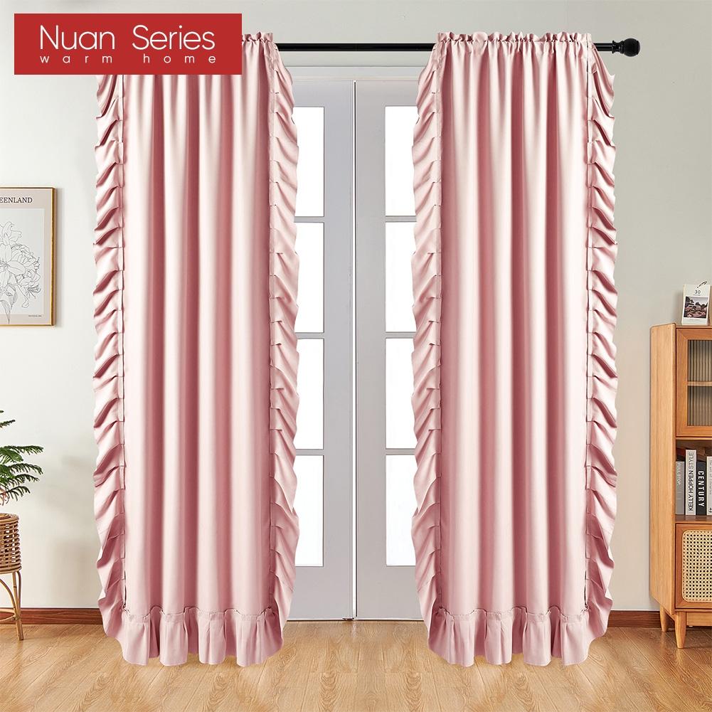 1 Stück, Nuan-Serie, 70–80 % Verdunkelung, einfarbige Verdunkelungsvorhänge mit gerüschtem Rand für die Heimdekoration im Wohnzimmer, Schlafzimmer