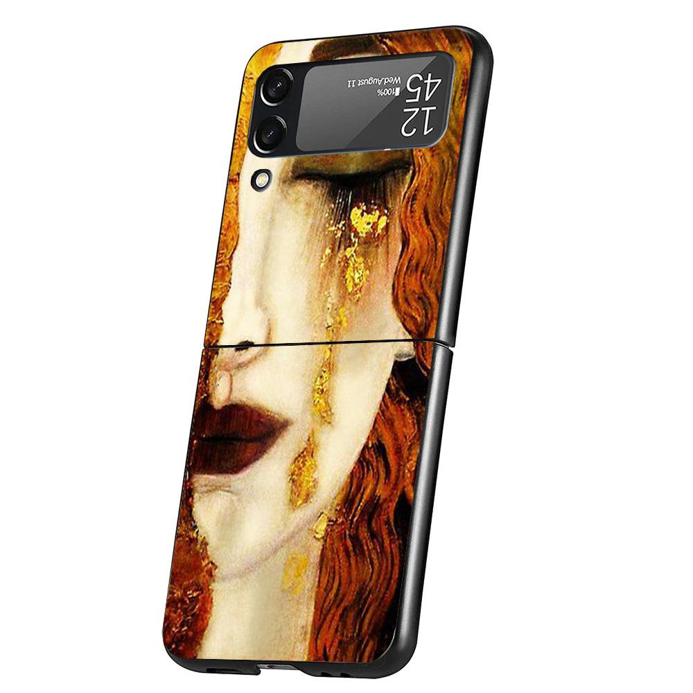 

Kiss by Gustav Klimt Desig Case Phone Cover for Samsung Galaxy Z Flip 6 5 4 3 5G ZFlip6 ZFlip5 ZFlip4 ZFlip3 Black Hard Trend Fu Galaxy ZFlip5