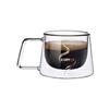 200ml Heat Resistant Insulated Double Wall Clear Coffee Tea Cup with Handle Breakfast Mug Double Cup