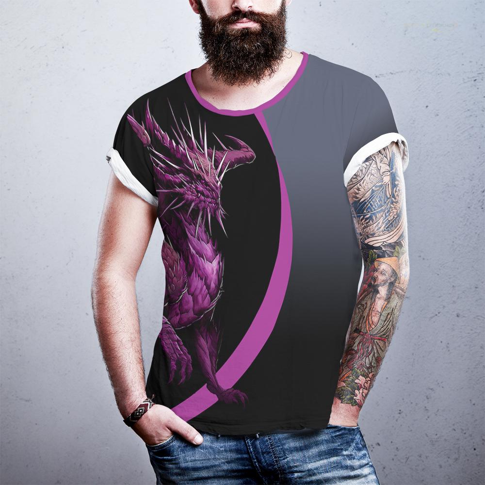 3D Style Dragon Print Graphic Men's T-shirt Summer Casual Breathable Short-sleeve Tees Trend Streetwear Unisex Tshirt