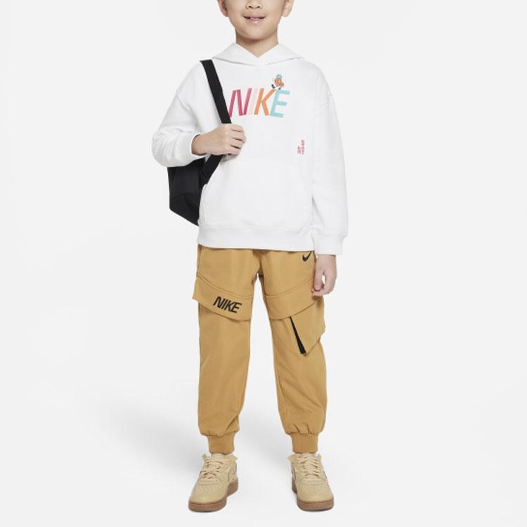 Nike Kids Logo Print Pocket Hoodie Kids hoodies White FJ9701-121