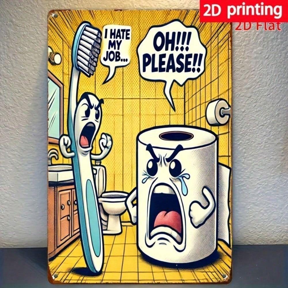 Vintage Metal Wall Art Funny Bathroom Sign