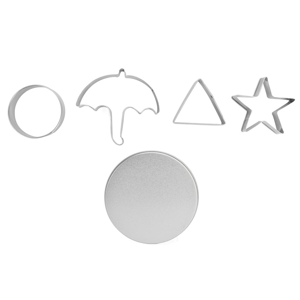 5Pcs Set Sugar Candy Pie Mold Cutter Stainless Steel Cookies Chocolate Mold for Games Entertainment Silver