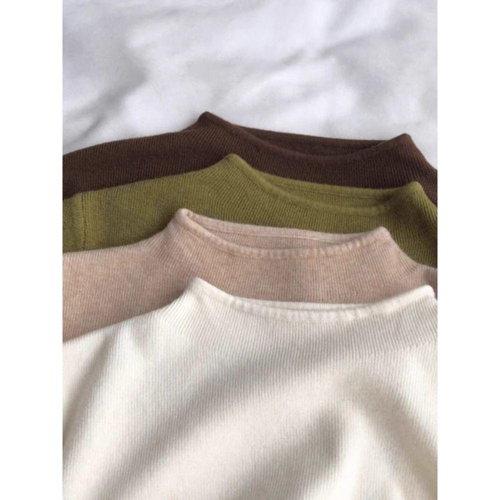 Luxury Women's Slim-Fit Stand-Up Collar Sweater - Soft, Glutinous Knit, Long-Sleeved Top for Autumn and Winter