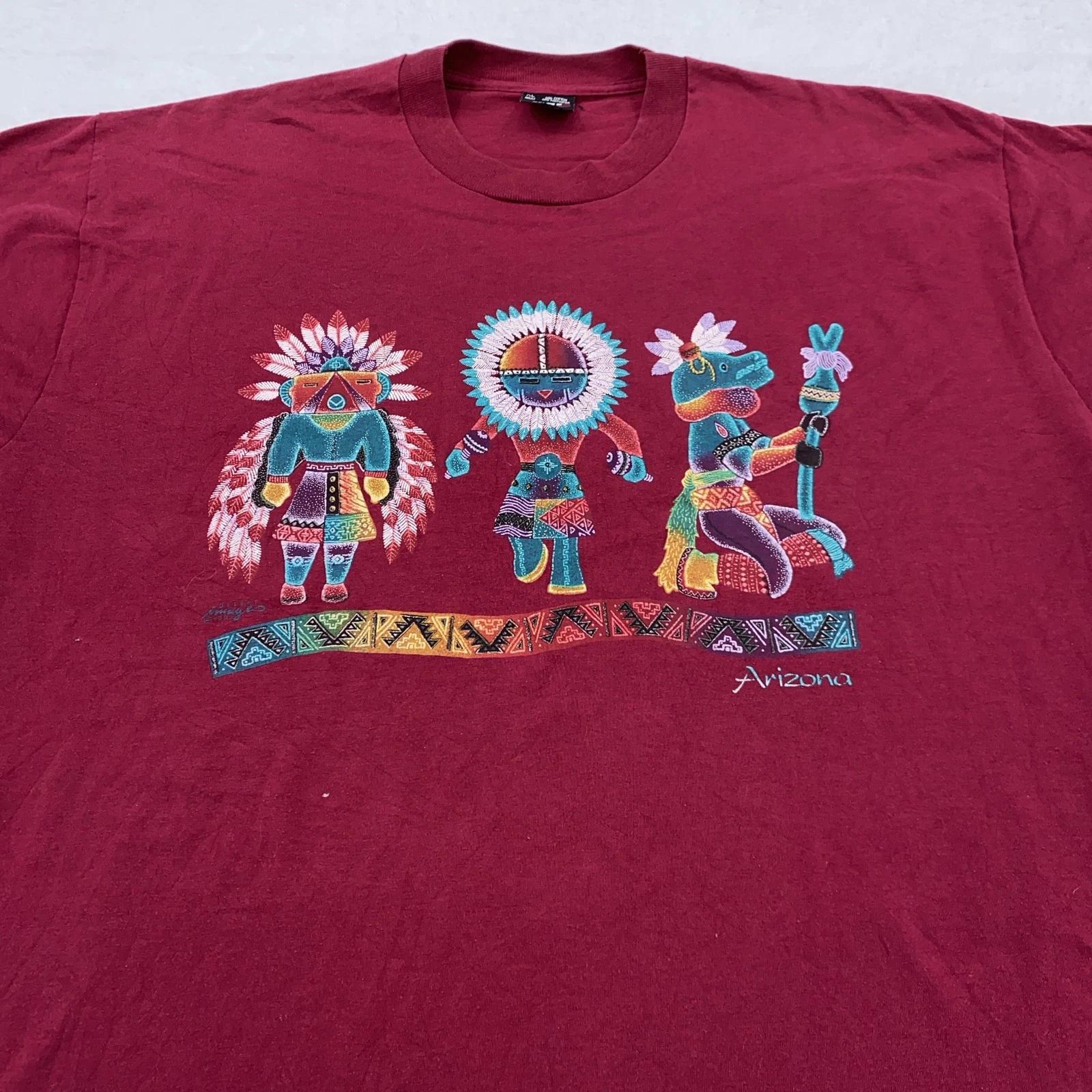 Vintage Arizona Shirt Mens XL Native Southwest Kachina Graphic Tee Made USA 90s 3XL