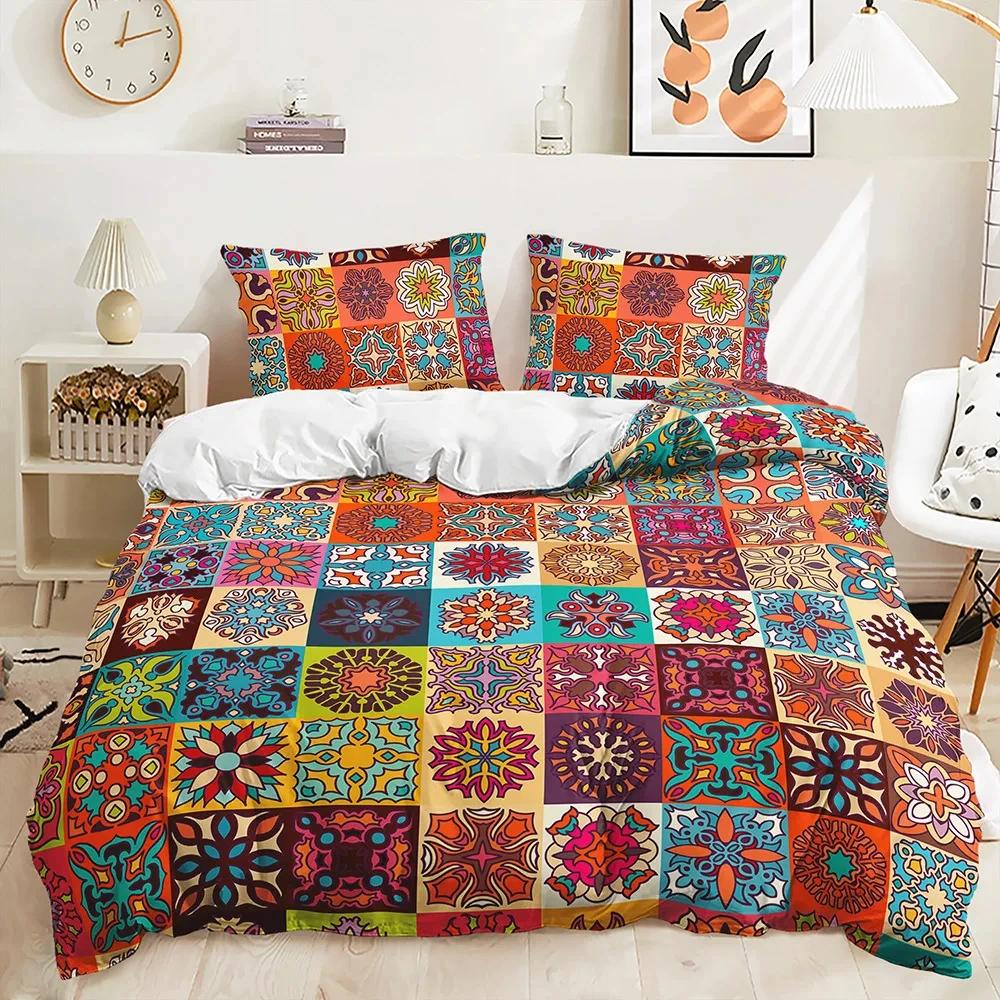 3d Bohemian Bedding Set Boho Flowers Duvet Cover Pillowcases Queen King Size 2/3pcs Bed Linens For Woman Couple