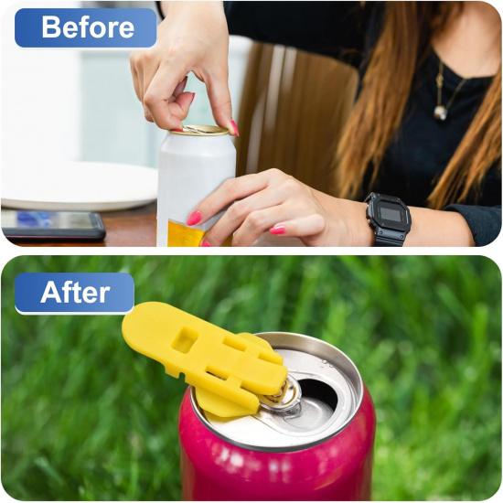 uxcell Manual Easy Can Opener, 4pcs - Plastic Beverage Can Covers Lids Protector, Bottle Opener for Soda, Beer, Drink (Green)