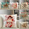 Stamp-Style Girl Illustrations 2 Pillow Case Natural Linen Pillow Case Double-Sided Decor Sofa Pillowcase Home Decor