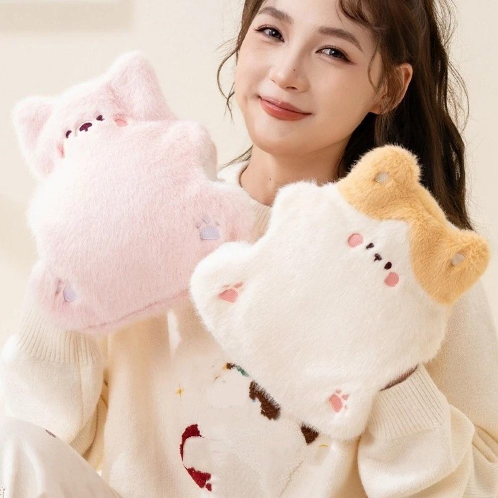 Plush Cover Hot Water Bottle Cartoon Water Injection Bag Portable Plush Hand Warmer  Belly Warmer