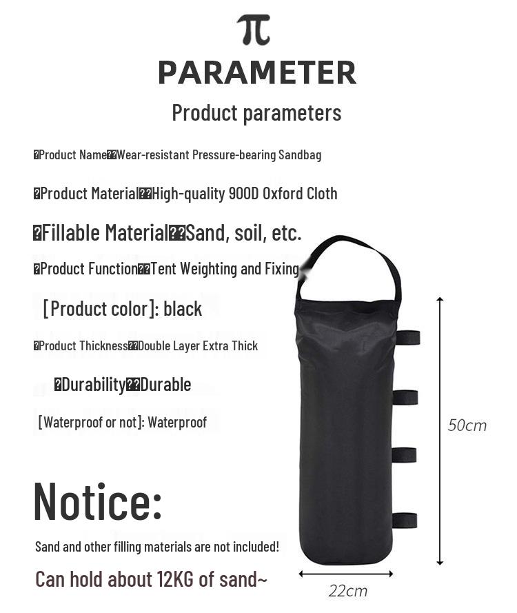 In-Stock Black Oxford Cloth Weighted Sandbag for Outdoor Tent Canopies