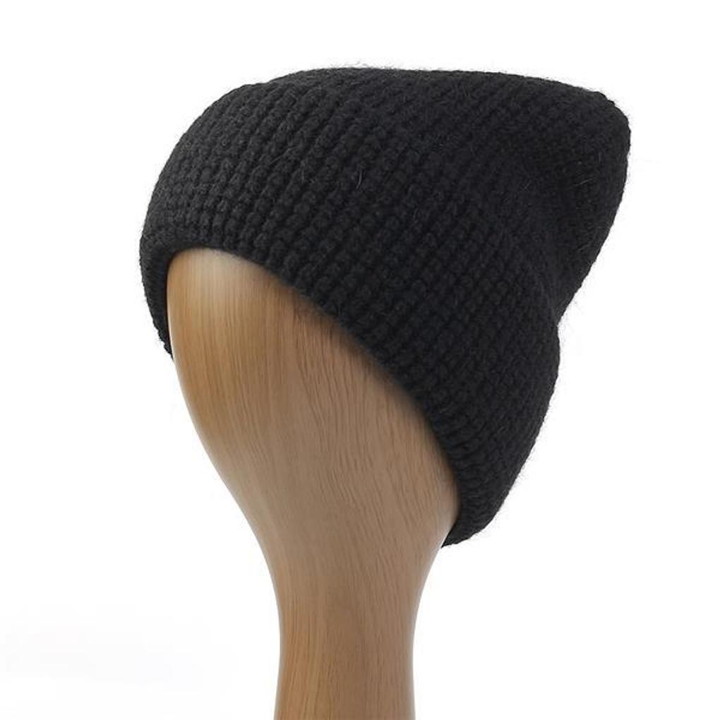 Gerippte Strickmütze (Schwarz)