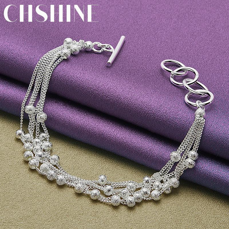 CHSHINE 925 Sterling Silver Matte Beads Chain Bracelet Fashion Charm Wedding Party For Women Jewelry
