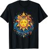 Mystical Sun Face Graphic Tee Men Casual Cotton Round Neck Vintage Aesthetic Print T-Shirt