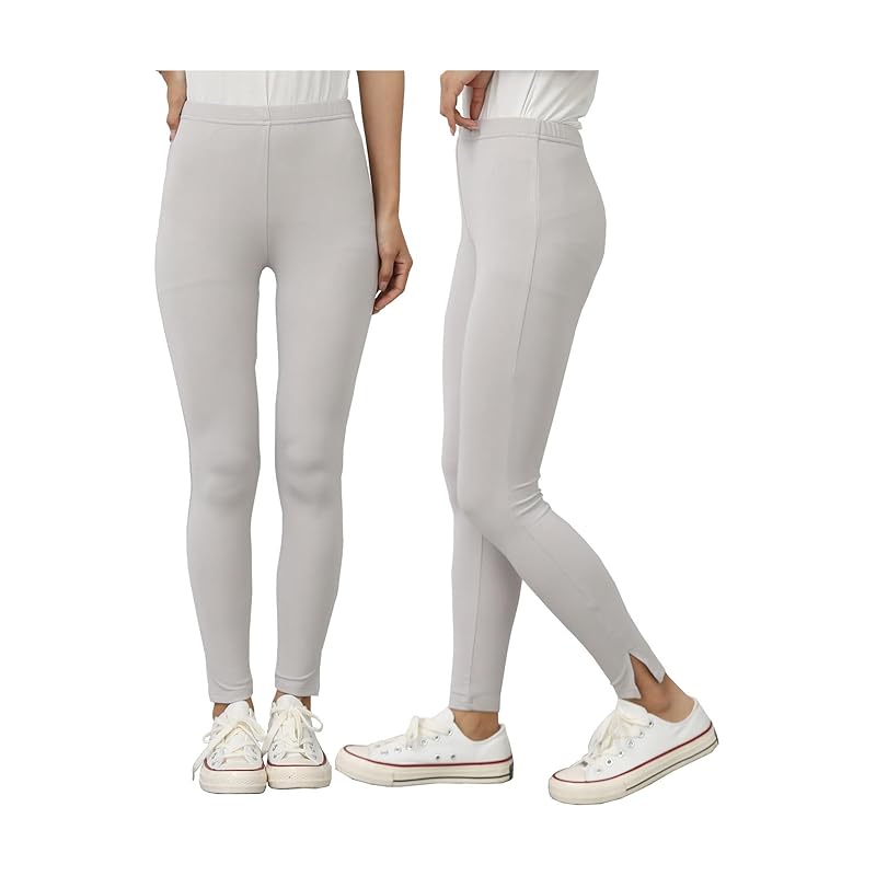 

[Munny] [Muni] leggings ladies hem slit 10 minute length (JP, alphabet, 3L, light gray)