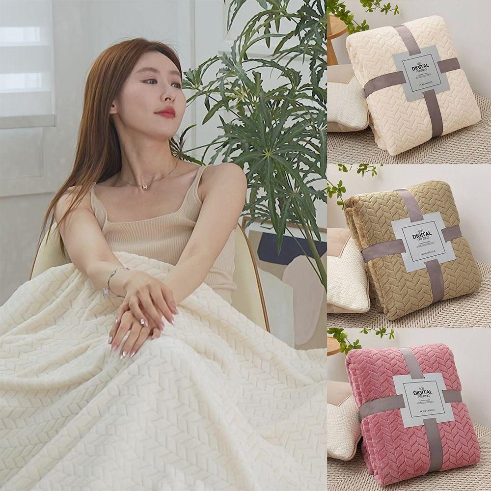 Fluffy Warm Blanket Solid Color Conditioning Quilt New Throw Blanket  Home Office
