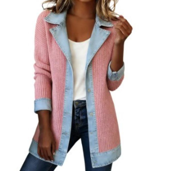 Women's Elegant Fashion Slim Fit Long Sleeve Splice Jacket, Casual Versatile Outerwear for Spring and Autumn